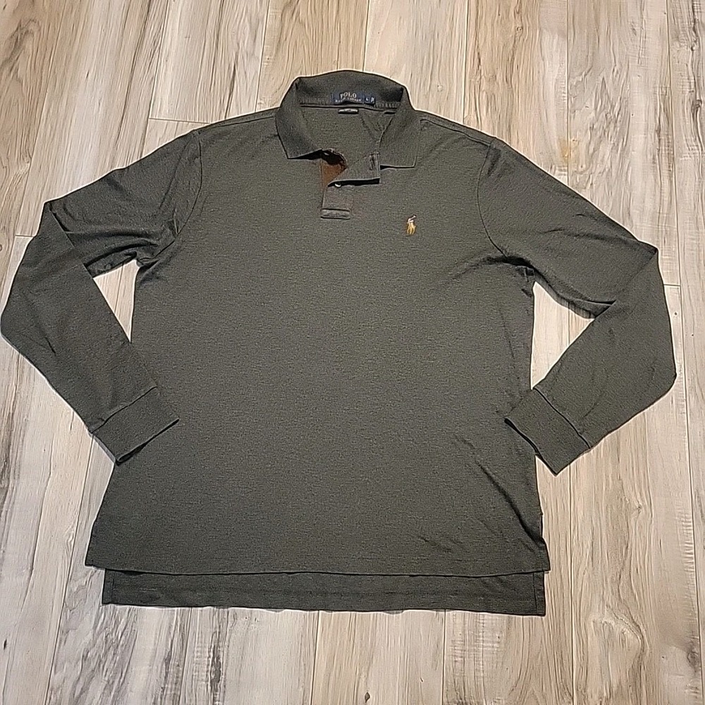 Polo Ralph Lauren Shirt Mens Large Gray Pima Soft Touch Flesh Pony Pullover
